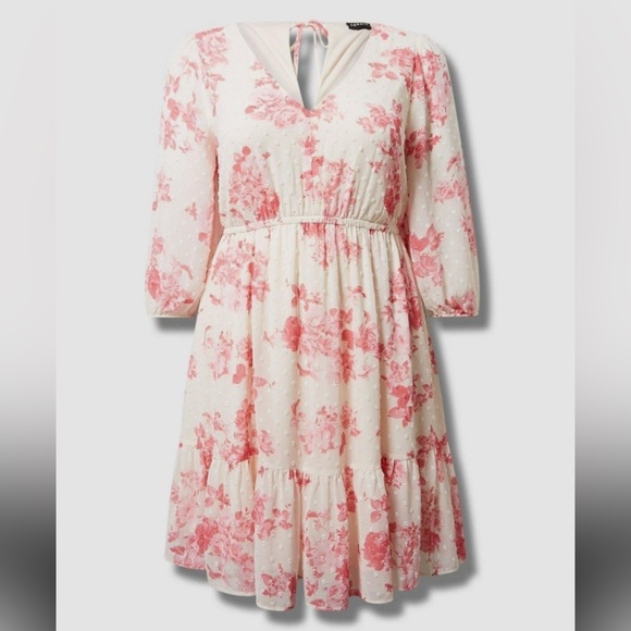 Dresses & Skirts - Torrid Monochrome Roses Floral Dew Mini Clip Dot Babydoll Dress Plus 4